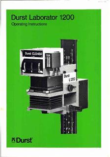 Durst Laborator L 1200 manual. Camera Instructions.